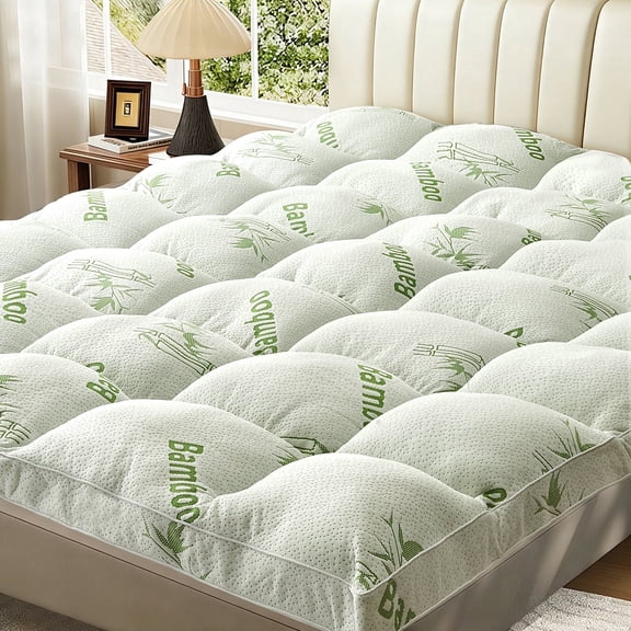 Dhole Queen Size 2-Inch Mattress Topper & Pad – 1000GSM Down Alternative Fill, Cooling Bamboo Viscose Cover, Extra Firm Pillow Top for Back Pain Relief, Deep Pocket 6-18 Inches (60"x80")