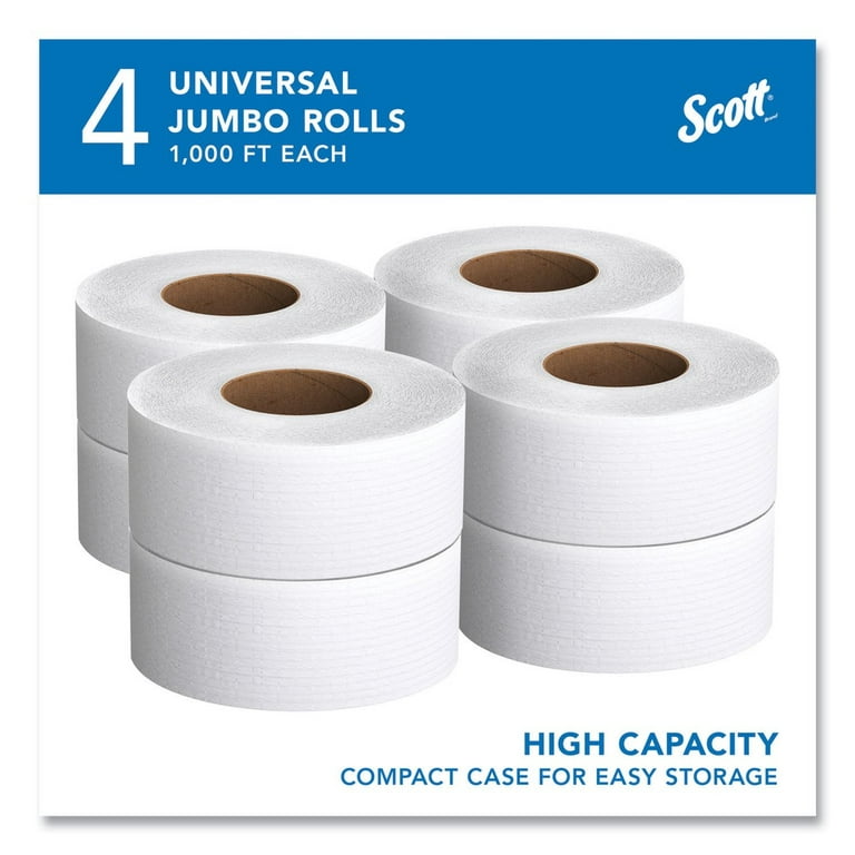 Scott® High-Capacity Jumbo Roll Toilet Paper (07805), 2-Ply, White,  Non-perforated, (1,000'/Roll, 12 Rolls/Case, 12,000'/Case)