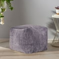 thumbnail image 3 of LR Home Medium Solid Farmhouse Indoor Cube Pouf, Frost Gray, 18" x 18" x 18", 3 of 6