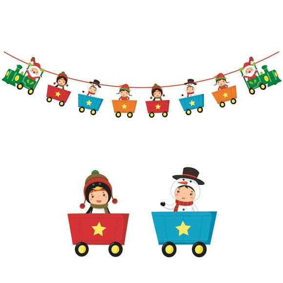 LSLJS Christmas Banners, Christmas Paper Banner Christmas Decorations Hanging Paper Pull Flower for Party, Christmas Decorations