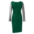 thumbnail image 4 of Hpapadks Formal Dresses for Women Mesh Long Sleeve V Neck Side Split Party Glittering Bodycon Dress Cocktail Dresses for Women Green S, 4 of 5