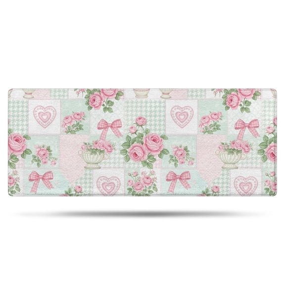 Pioneer Flower Floral Print Pattern Bathroom Rugs Mat, Non Slip Microfiber Bathroom Rug with Rubber Backing, Soft Mats for Bathroom Floor Tub Shower, 24"x60"