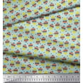 thumbnail image 2 of Soimoi Green Silk Fabric Geometric & Strawberry Fruit Fabric Prints By Yard 44 Inch Wide, 2 of 3