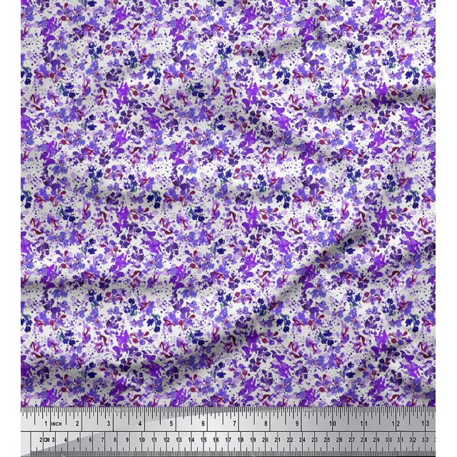 Soimoi Rayon Fabric Watercolor Flower Shirting Decor Fabric Printed Yard 42 Inch Wide