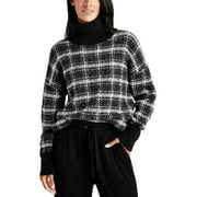Splendid Womens Plaid Knit Turtleneck Sweater