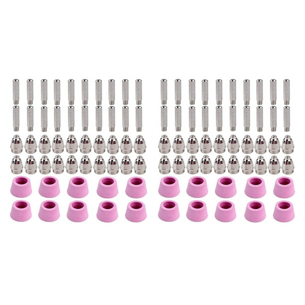 100 Piezas Consumibles de la Antorcha del Cortador de Plasma Kit de Tazas de Boquillas de para Cortadora de Plasma -60 SG-55 WSD-60 Fit CUT-60 LGK-60