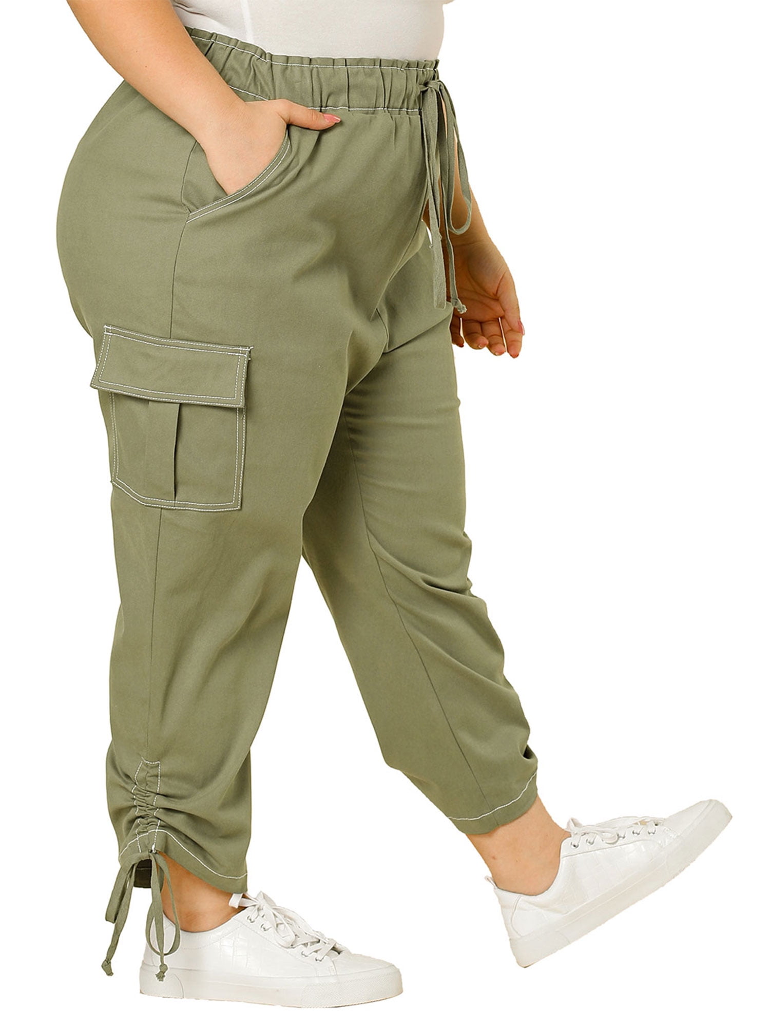 Agnes Orinda Juniors' Plus Size Drawstring Elastic Cargo Pants - Walmart.com