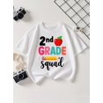 thumbnail image 1 of Girls' T-Shirt 'Back to School Season' 2nd Grade Apple Pencil Letter Pattern, 100% Cotton, Short Sleeve Regular Fit Summer Top, 1 of 6
