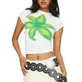 thumbnail image 1 of SUNSIOM T-shirt Graphique pour Femmes, Imprimé Floral Col Rond Manches Courtes Ajusté Hauts d'Été pour Usage Quotidien, 1 of 7