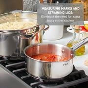 T-fal Cook & Strain, 20 Piece Stainless Steel Cookware Set, Silver