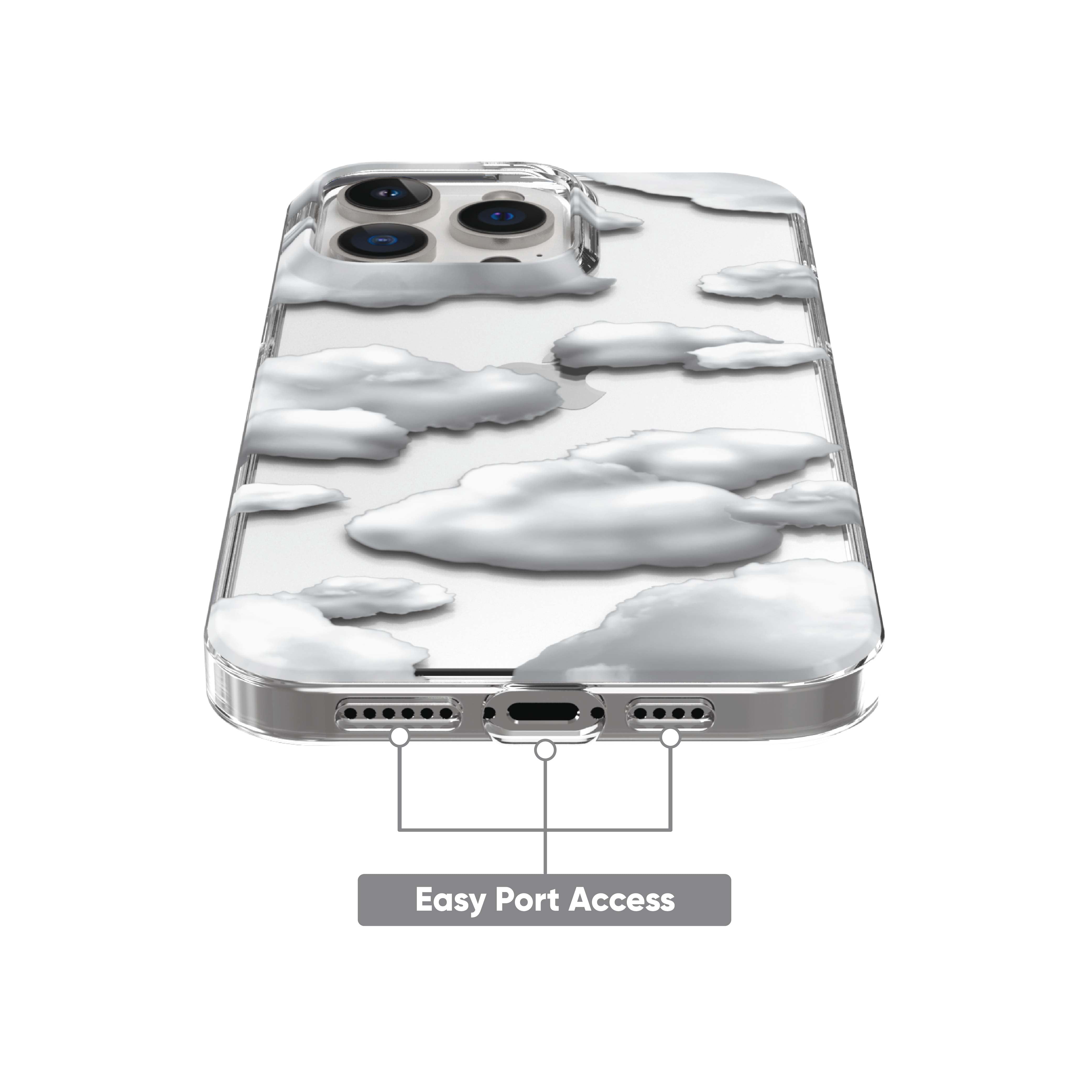 onn. Phone Case for iPhone 14 Pro Max, Puffy Clouds