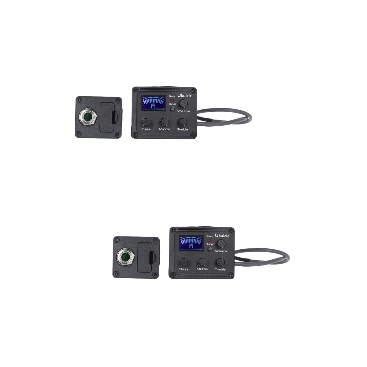 FRCOLOR 2pcs Ukelele Piezo Pickup EQ Amp for Ukulele LCD Display Tuner 3-Band EQ Equalizer