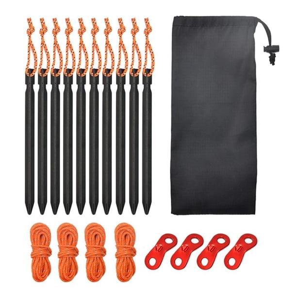 WOONEKY 4 Estacas De Metal Resistentes Para Carpas De Campaña, Anclajes De Suelo Portátiles Y Duraderas, Estacas De Camping Para Tiendas De Campaña, Equipo Al Aire Libre