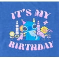 thumbnail image 2 of Men's Lilo & Stitch It's My Birthday Distressed Graphic Tee Royal Blue Heather Large, 2 of 5