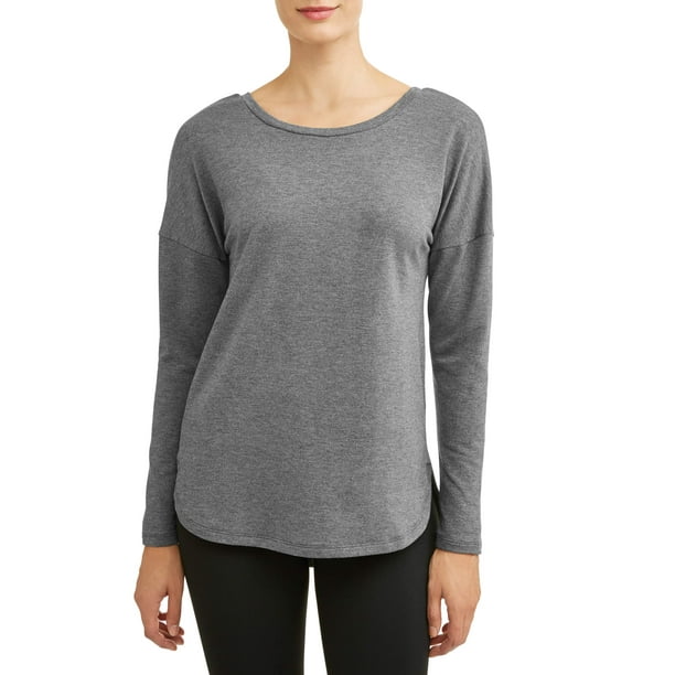 Athletic Works Women's Athleisure French Terry Long Sleeve T-Shirt ...