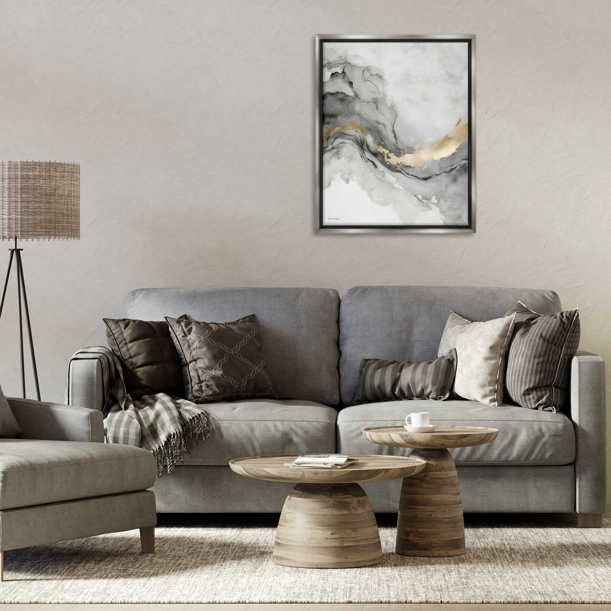 Stupell Industries Grey & Glam Geode Abstract Painting Gray Floater Framed Canvas Art Print Wall Art, 25 x 31