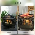 thumbnail image 4 of Outsunny Foyer Extérieur Rond de 24 Pouces Bol de Foyer 2-en-1 avec Couvercle, Gril, 4 of 10