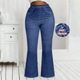 thumbnail image 5 of Bovxnpu Women's Capris Jeans Denim Capris Pants Leggings Women's Denim-Like Print Faux Pocket High Stretch Flare Pants, 5 of 9