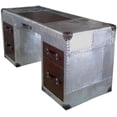 thumbnail image 2 of Nauticalmart Aviator Aluminum Desk with Leather Drawer Computer/Study Table Industrial Style Storage Furniture for Living Room & Office, 2 of 4