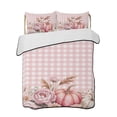 thumbnail image 2 of Pink Pumpkin Fall Full Size Down Alternative Comforter, Lightweight Comforter Quilt Bedding Set with Pillow Shams Plaid Thanksgiving Botanical Floral Checkered Bed Comforter Duvet Insert 78"x90", 2 of 7