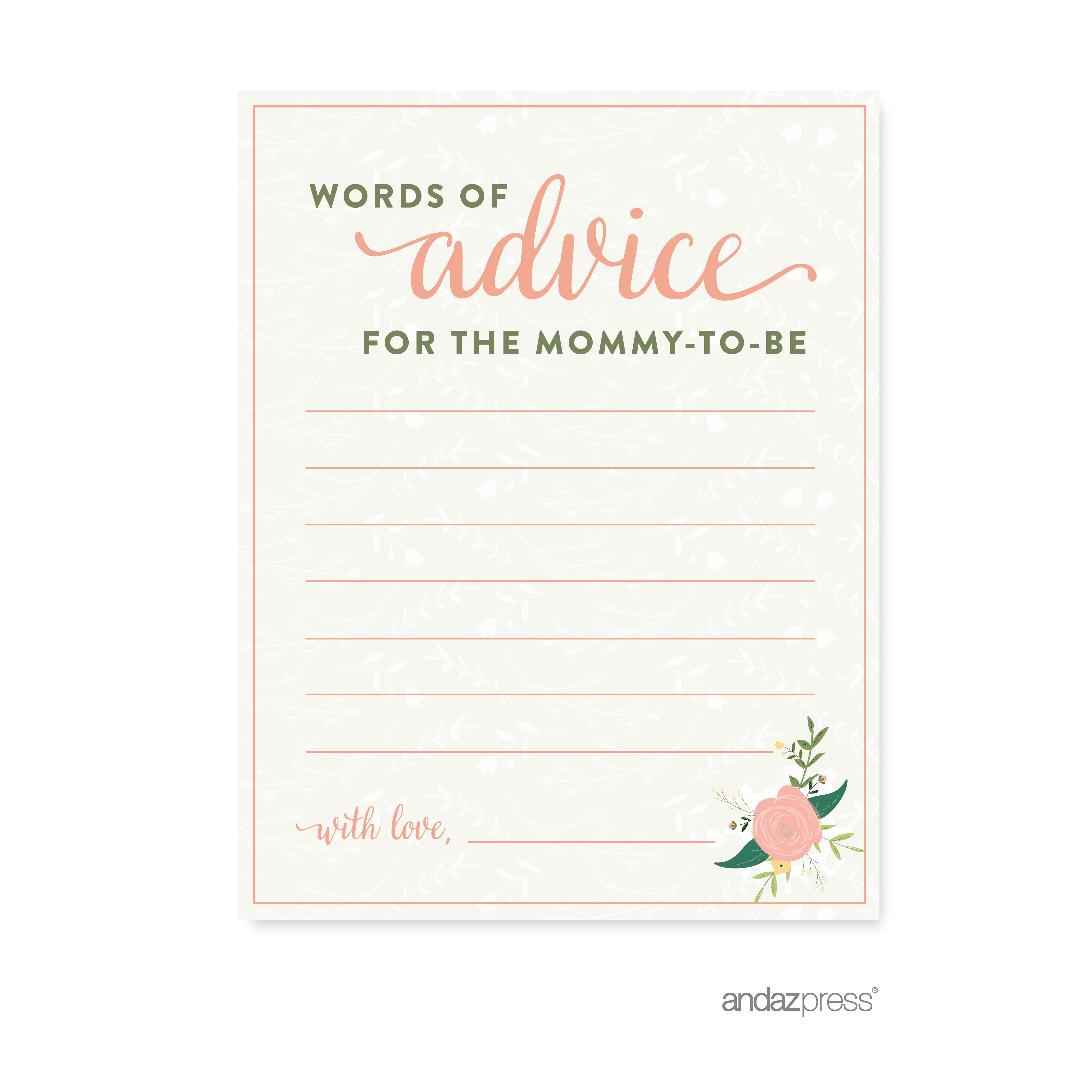 Advice Cards Floral Roses Girl Baby Shower Game 20 Pack Walmart Com Advice Cards Floral Roses Girl Baby Shower Game 20 Pack Walmart Com
