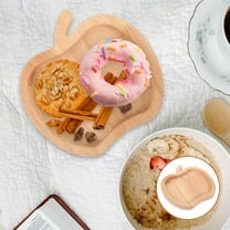 BRIGHTFUFU 1Pack Food Lovers Khaki 5.5x5.5x0.6in Apple Shaped Wooden Snack and Fruit Tray for Home Kitchen Use