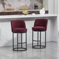 thumbnail image 2 of CQSXDA Modern Set of 2 Linen Fabric Upholstered Accent Bar Stools with Backrest, for Counter Height Kitchen Islands, WINE RED, 2 of 19