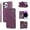 Darkpurple, variant on SaniMore for iPhone 15 Pro Buisness Case, Zipper Purse [Card Holders] Magnetic Clasp Kickstand Wrist/Crossbody Chain Lanyard PU Leather Wear-resistant Full Body Protective Wallet Shell, White