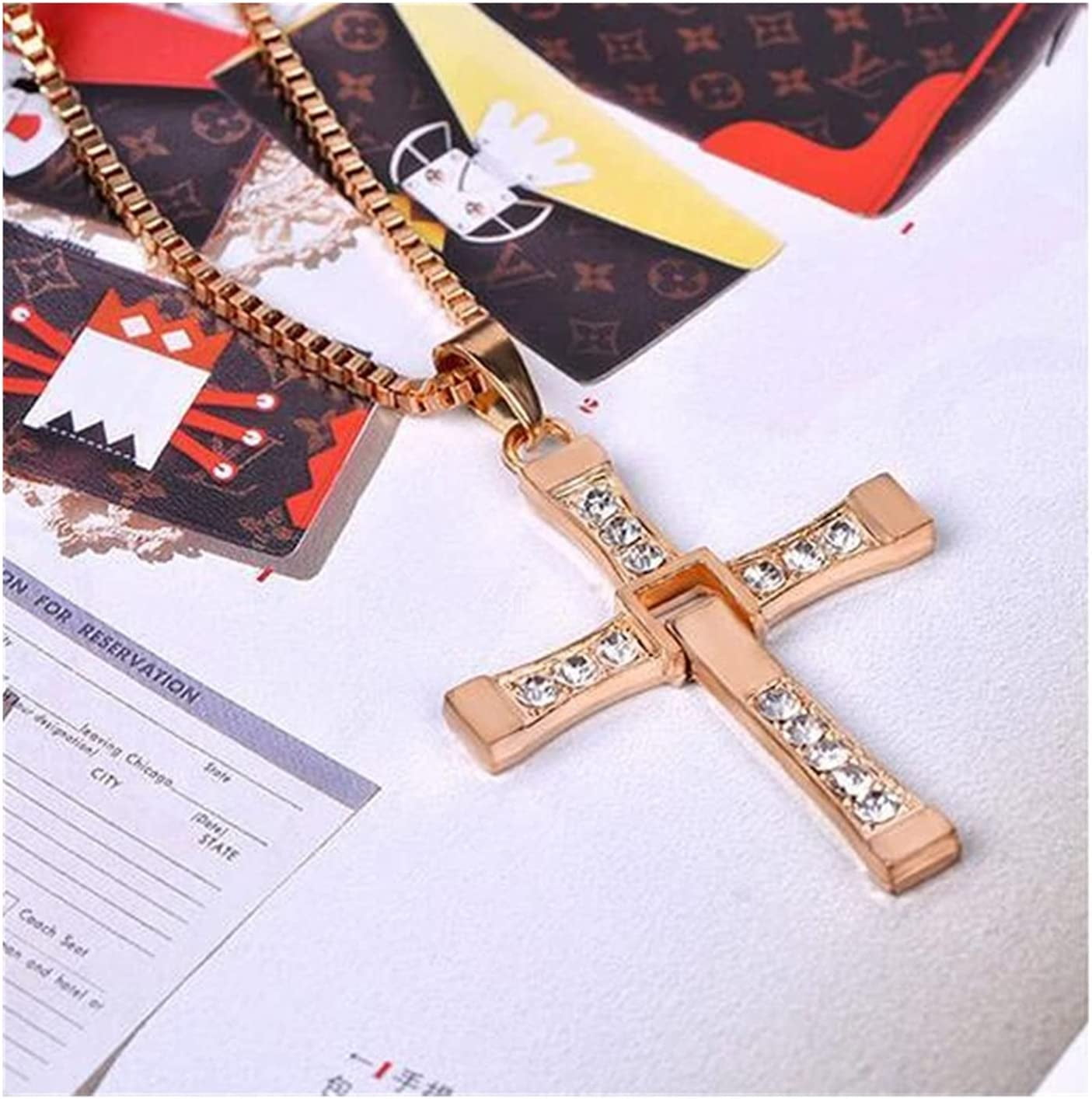 S925 Silver Cross Pendant with Necklace for men ~ FF10 Dominic Toretto's  Necklace ~ Silver & Zircons Rotatable Pendant ~ Christianity Statement  Jewelry ~ 3 Sizes By Fantasy World (Small) | Amazon.com