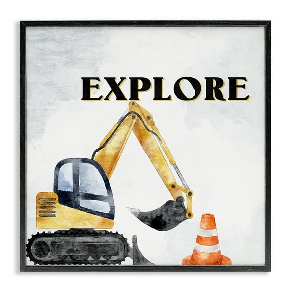 Stupell Industries Explore Construction Vehicle Transportation Painting Black Framed Art Print Wall Art, 12 x 12