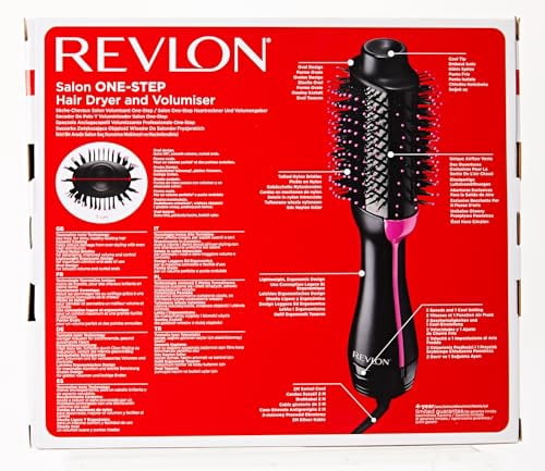 REVLON 3 Heat 2 Speed Pro Collection One-Step Hair Dryer And Volumizer Hot Air Brush 4.25inch Barrel, Black