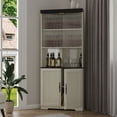 thumbnail image 6 of FENGFAN 5 Tiers Corner Wine Storage Cabinet Tempered Glass Door MDF White 30.35x70.86x16.92 in 1 Pack, 6 of 9