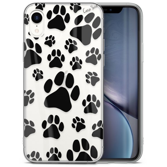 Case Yard iPhone-XR Case Clear Soft & Flexible TPU Ultra Low Profile Slim Fit Thin Shockproof Transparent Bumper Protective Cover Drop Protective Cell Phone Cases (Paws)