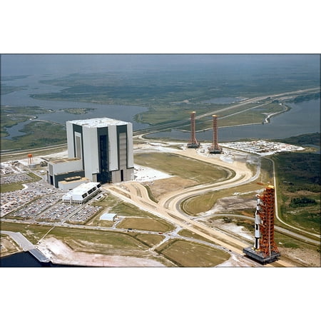 24"x36" Gallery Poster, Apollo Saturn V rocket facilities kennedy space center