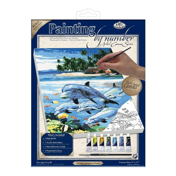 Royal & Langnickel Painting by numbers™ 10pc Dolphin Island Canvas Painting Project