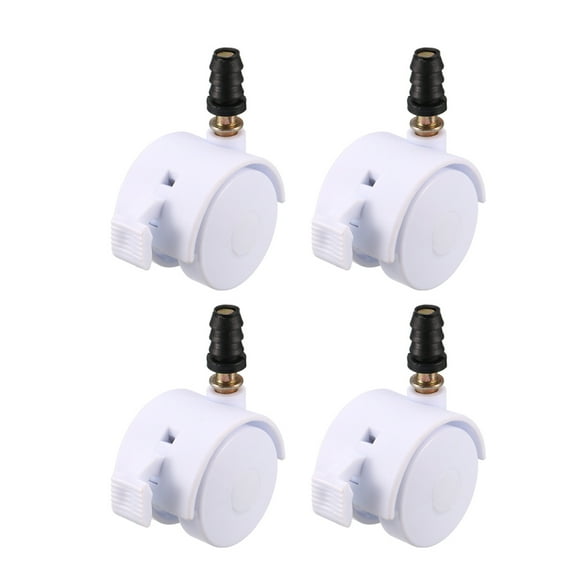 Uxcell 1.5 Inch Swivel Caster Wheels Grip Neck Stem Caster White Furniture Wheel with Brake 4pcs