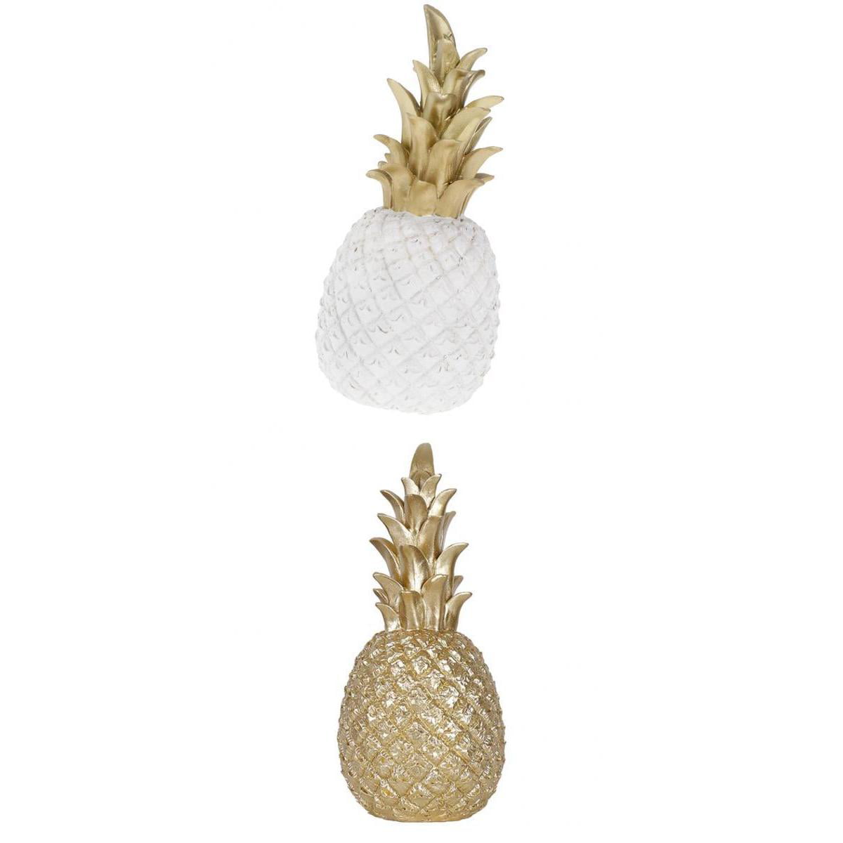Set of 2 Resin Pineapple Showpiece Ornaments Housewarming Gift for Living Room 