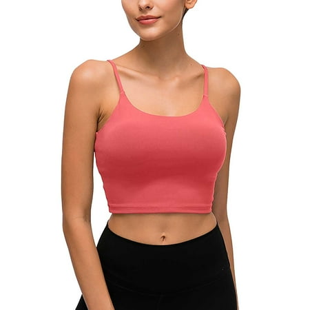 

ZMHEGW Women Sports Bra with Chest Pad Wire-Free Yoga Sports Bras Solid Print Orange M
