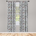 thumbnail image 4 of Ambesonne Rose Window Curtains, Birds Romantic Vintage Floral, Each 28" W x 63" L, Blue Grey and Multicolor, 4 of 4