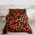 thumbnail image 2 of jejeloiu Chic Leopard Pattern Full Size Comforter Sets,Red Brown Black Bedding Sets For Girls Kids Reversible 3pcs, 2 of 8