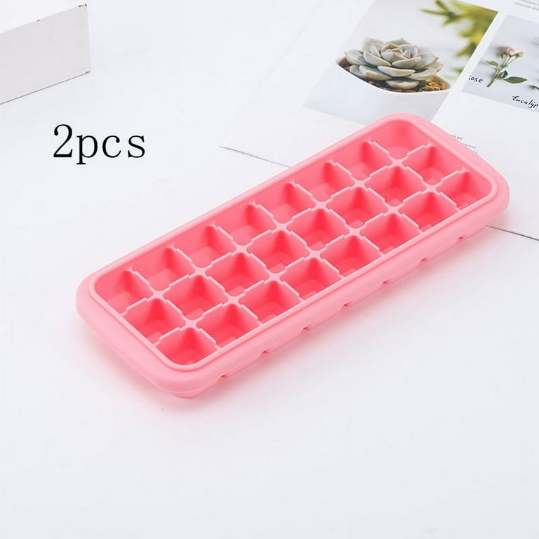 2pcs Ice Cube Tray With Lid And Storage Bin - Ice Molds 24 Ice Tray,ice  Cube Mold 24 Cubes Per Tray For Cocktail, Whiskey, Baby Food, Freezer