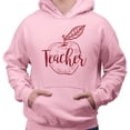 thumbnail image 2 of Teacher Apple Hoodie Sweatshirt Unisex Small Pink, 2 of 5