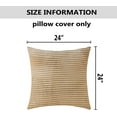 thumbnail image 5 of 2 Pack 24x24 Pillow Shams Striped Corduroy Textured Velvet European Sham Throw Pillowcase for Bed Decorations, 24 x 24 inch, Taupe, 5 of 14