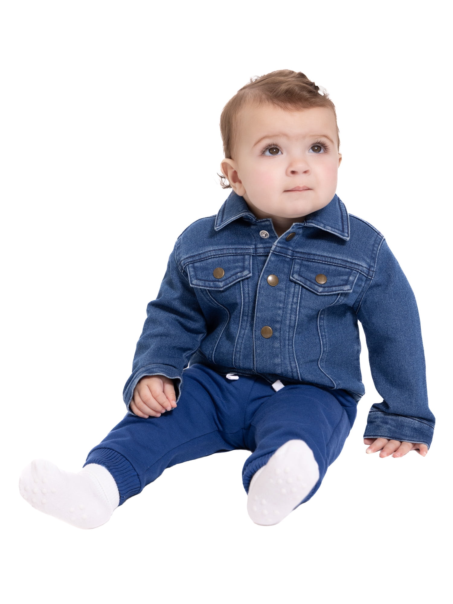 Wonder Nation Baby Girls Denim Jacket with Long Sleeves, Sizes 0/3M-24M
