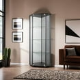 thumbnail image 4 of FurniFact Sophisticated Black Glass Shelf Curio Cabinet with Clear Glass Doors, 4 of 5
