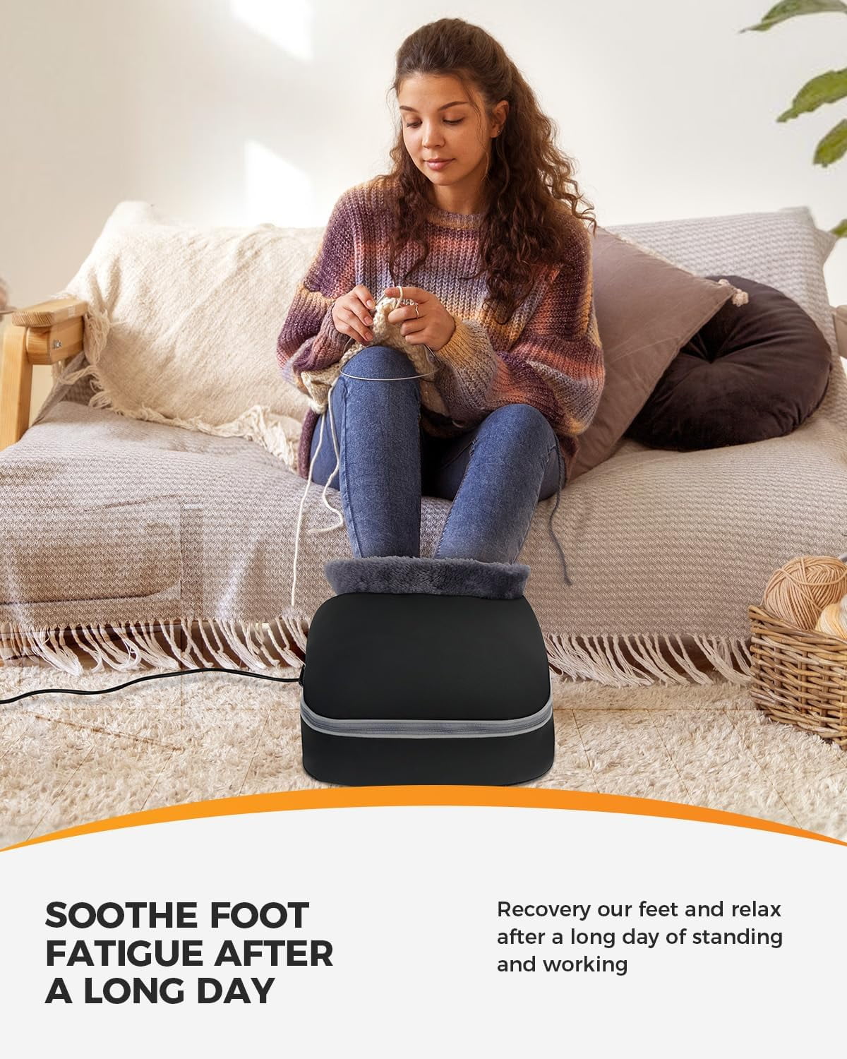 CooCoCo Heated Foot Massager, Kneading Foot Warmer, Shiatsu Foot Heater for Plantar Fasciitis & Neuropathy, Feet Massage Machine for Pain Relief, Gifts for Women Mom Dad Men