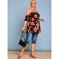thumbnail image 4 of Blusa de Hombros Al Aire con Estampado Floral de Talla Extra Rosegal Blusas Tallas Grandes, 4 of 5