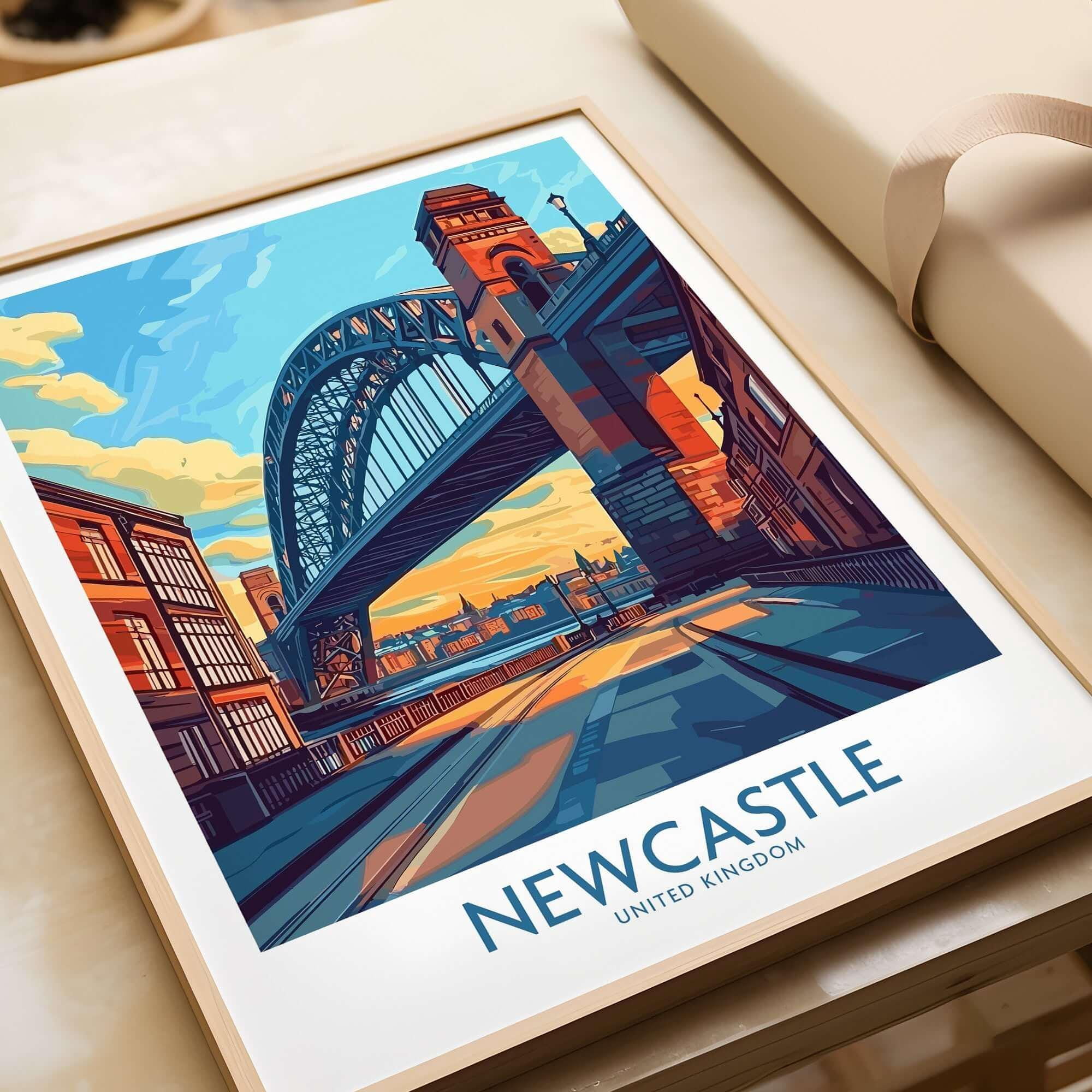 Newcastle Art Print Travel Print Wall Art Newcastle upon Tyne Wall Hanging Home Decor Newc