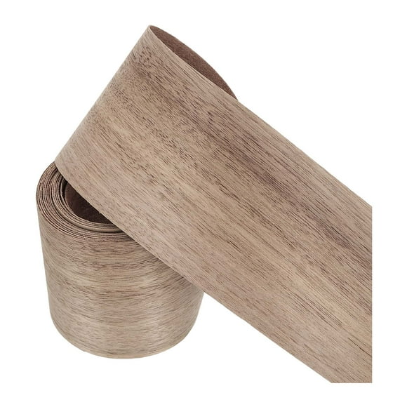Bisel de Uxcell, Cinta de Veteado de Madera Pre-pegada Flexible para Bisel de Contrachapado con Adhesivo Termofusible para Muebles Nogal Negro 2.99" x 10 pies