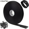 thumbnail image 1 of 5/6/8/10M Adjustable Fastening Hook And Loop Straps With Buckles Free Cut Length Cord Straps For Sewing And Cable Wire Manageme 2.5cmX6m 30buckles Black, 1 of 6